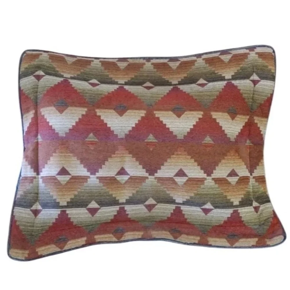 Croscill Santa Fe Aztec 2 Chenille Pillow Shams Quilted Southwestern StandardSz